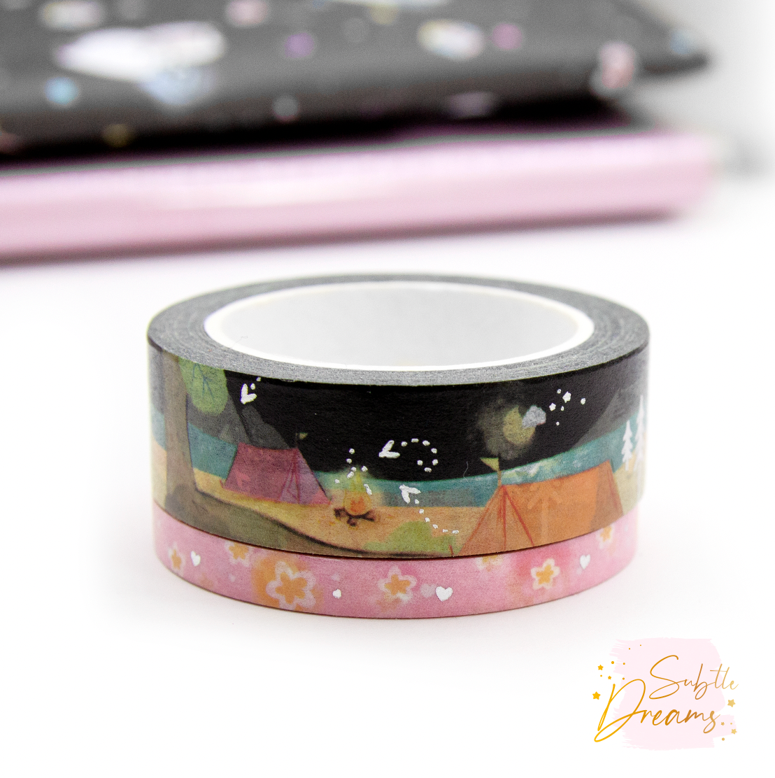 Under the stars camping washi, hand painted