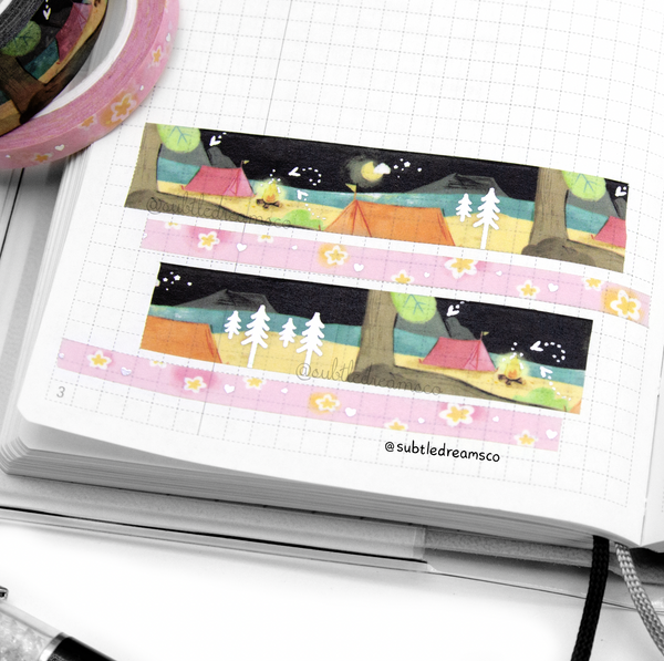 Under the stars camping washi, hand painted