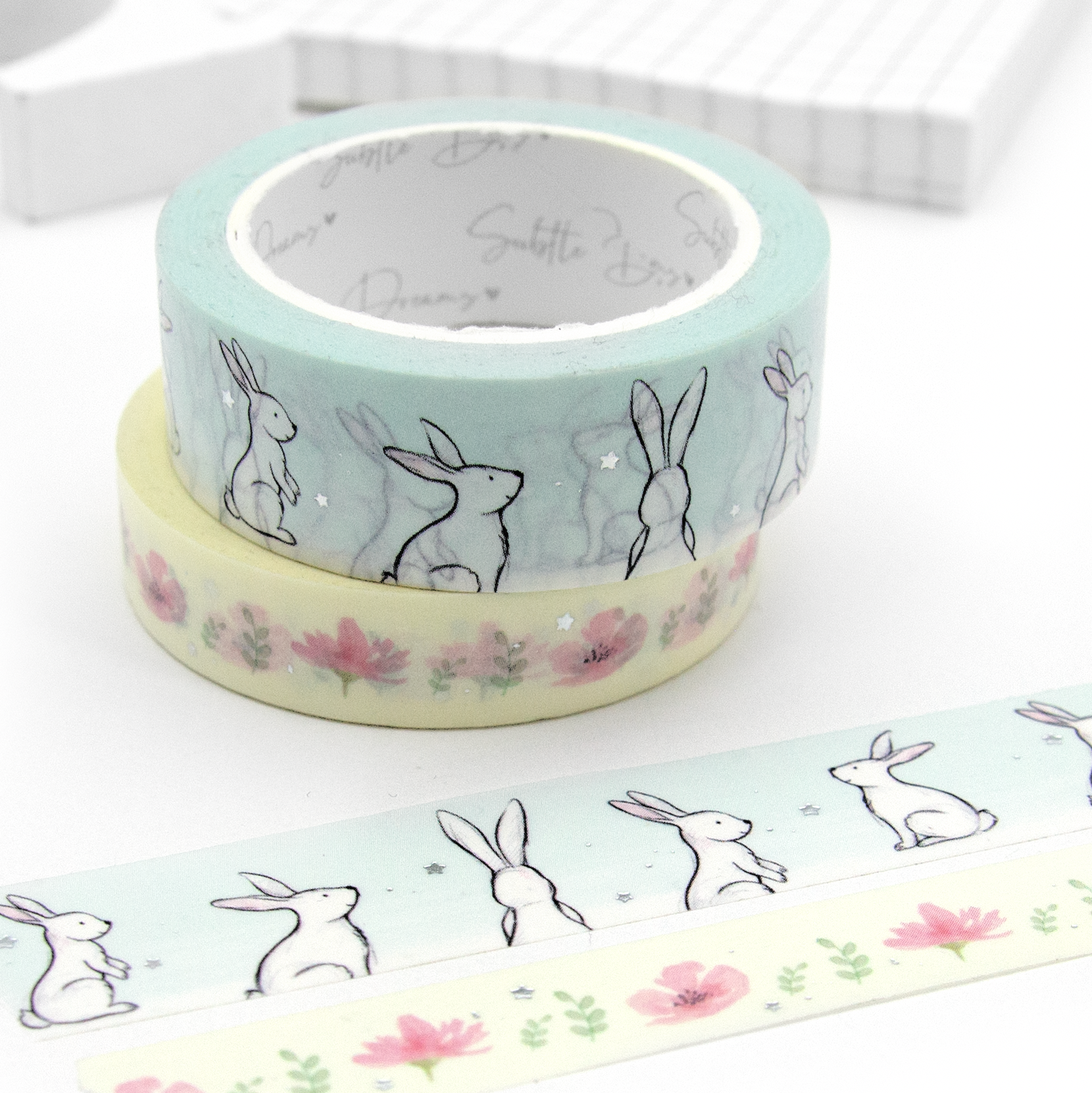 Sunny Bunny, hand painted washi