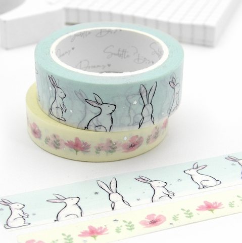 Sunny Bunny, hand painted washi