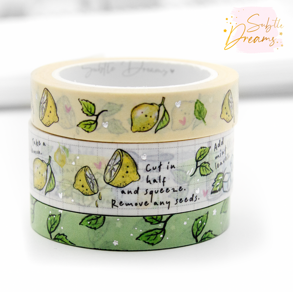 Lemonade hand painted recipe washi