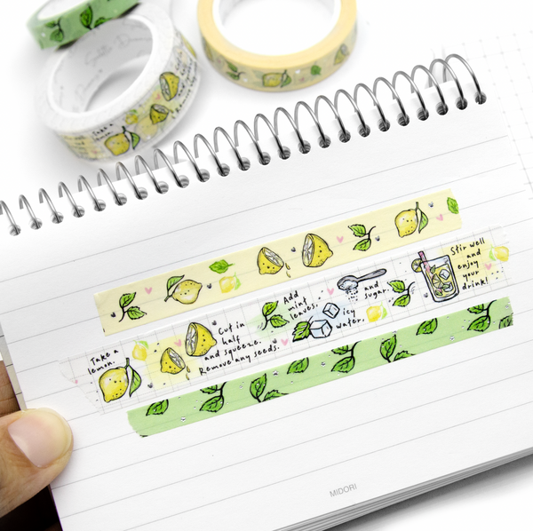 Lemonade hand painted recipe washi