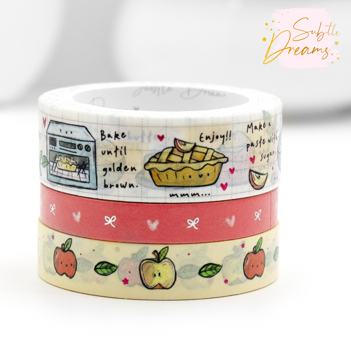 Apple pie hand painted recipe washi