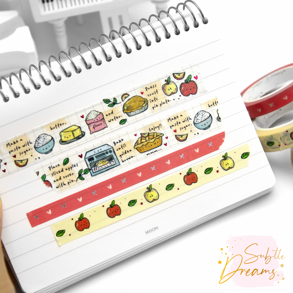 Apple pie hand painted recipe washi