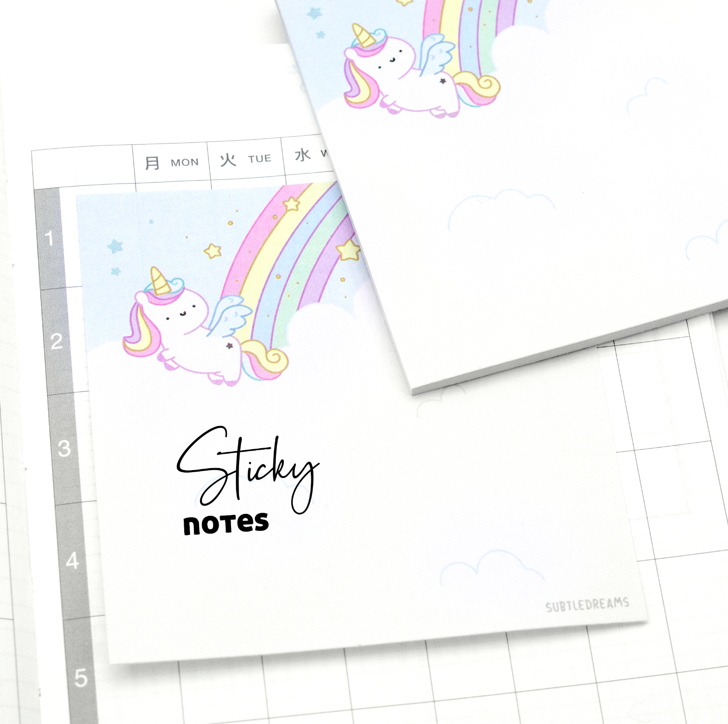 Magical unicorn sticky notes