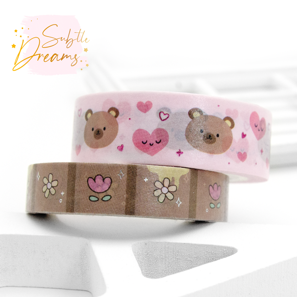 Kawaii brown bear washi