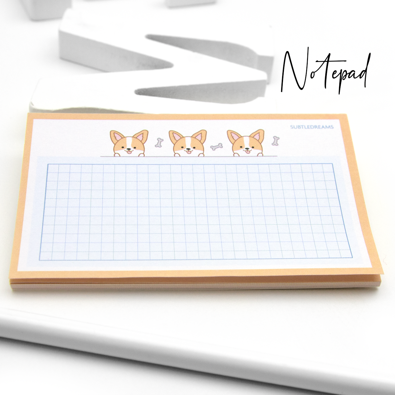 Corgi peek-a-boo notepad