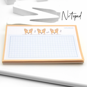 Corgi peek-a-boo notepad