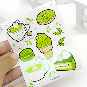 Matcha lovers kawaii foil stickers