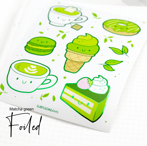 Matcha lovers kawaii foil stickers