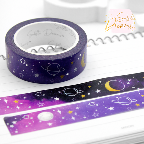 Outta this world, space washi, hand painted