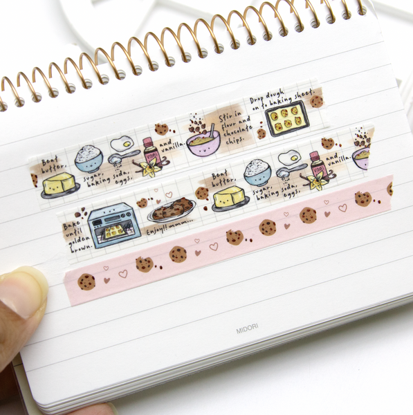 Choco chip cookie hand painted recipe washi