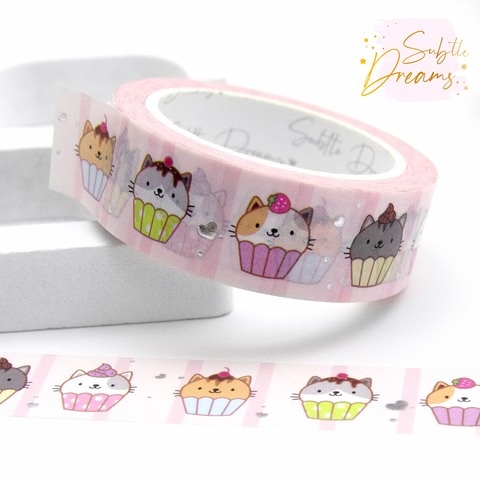 Kawaii kitty cupcakes washi, cat lady