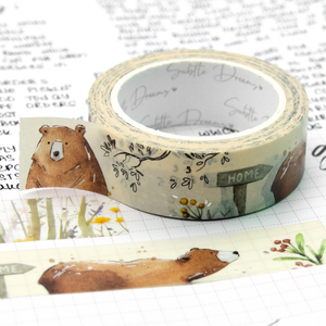 Grizzly giggles, hand painted bear washi