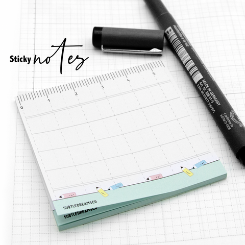 Mint ruler sticky notes