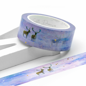 Amethyst Dream deer washi, hand painted watercolor