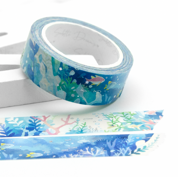 Aquatic Accents aquarium washi, hand painted watercolor