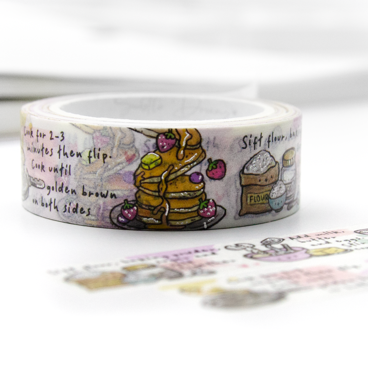 Pancake recipe washi, hand painted