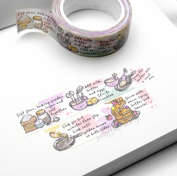 Pancake recipe washi, hand painted