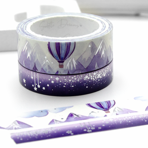 Violet hush, hot air baloon hand painted washi