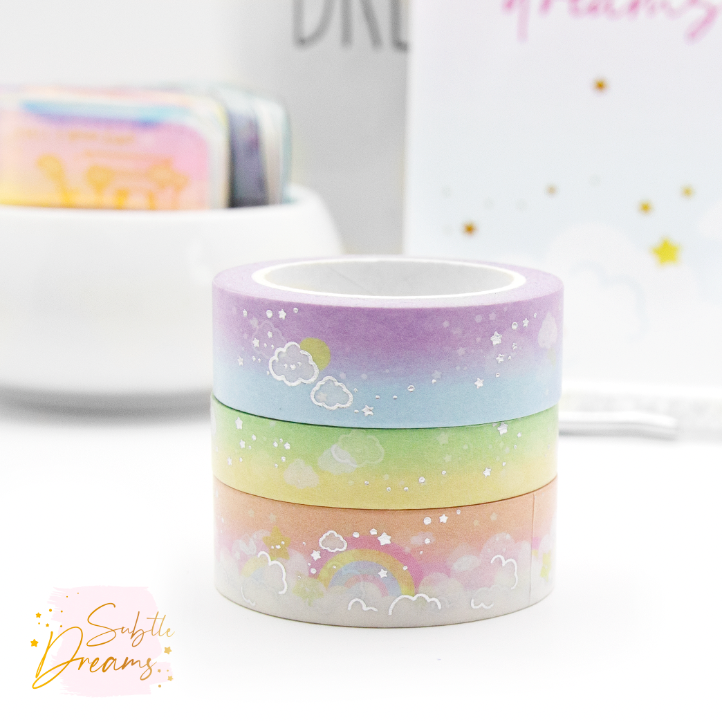 Rainbow cloud washi