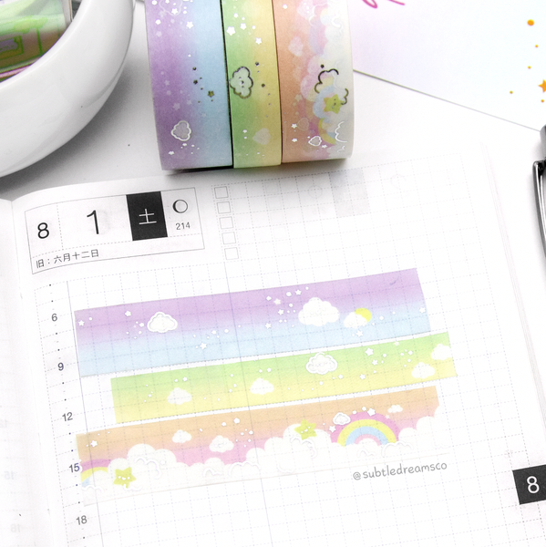 Rainbow cloud washi