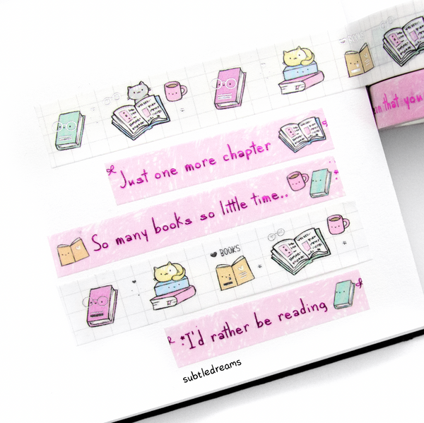 Nerdy kitties washi set of 2, hand painted| LIMITED STOCK!