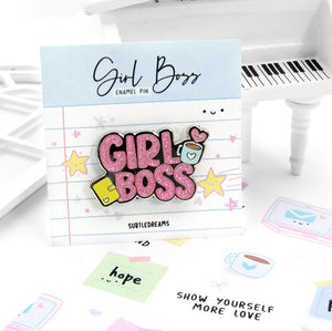 Girl boss glitter enamel pin, magnetic back