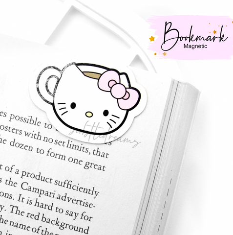 Kitty in a cup magnetic bookmark- LOW STOCK!