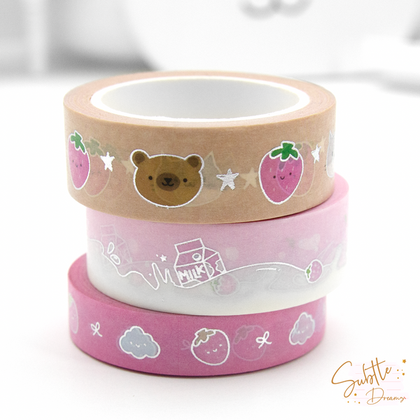 So berry milk, strawberry washi set of 3| LIMITED STOCK!