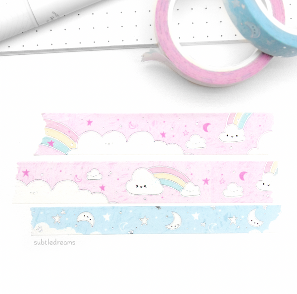 Cotton Candy rainbow washi, hand painted