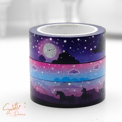 Midnight fable, unicorn cloud washi set of 3| LIMITED STOCK!