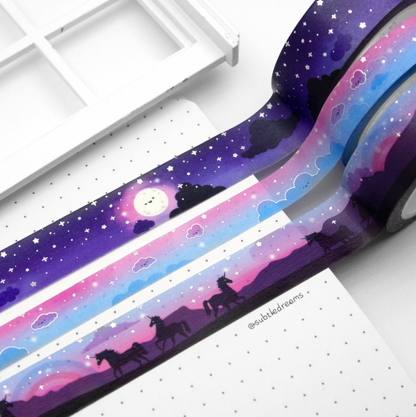 Midnight fable, unicorn cloud washi set of 3| LIMITED STOCK!