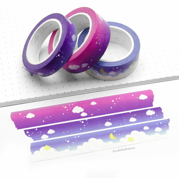 Nocturnal dreams, cloud washi set of 3| LIMITED STOCK!