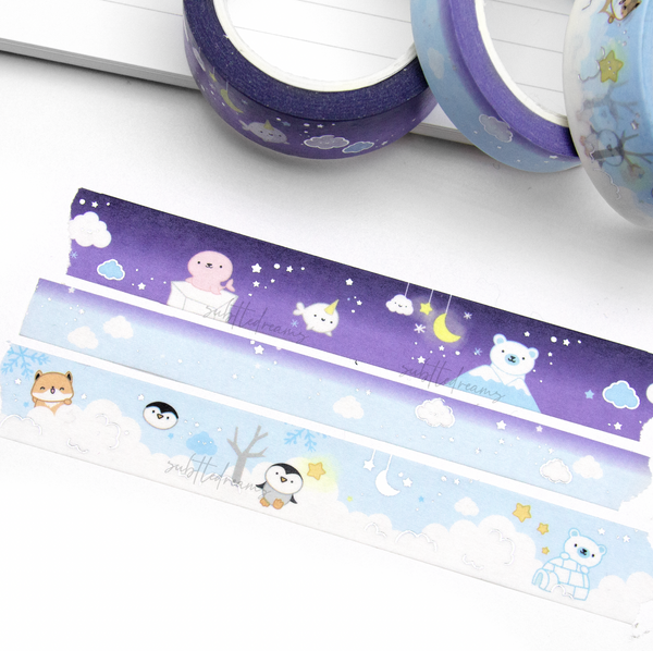 Winter critters arctic cloud washi set of 3, Vol.2 | LIMITED STOCK!