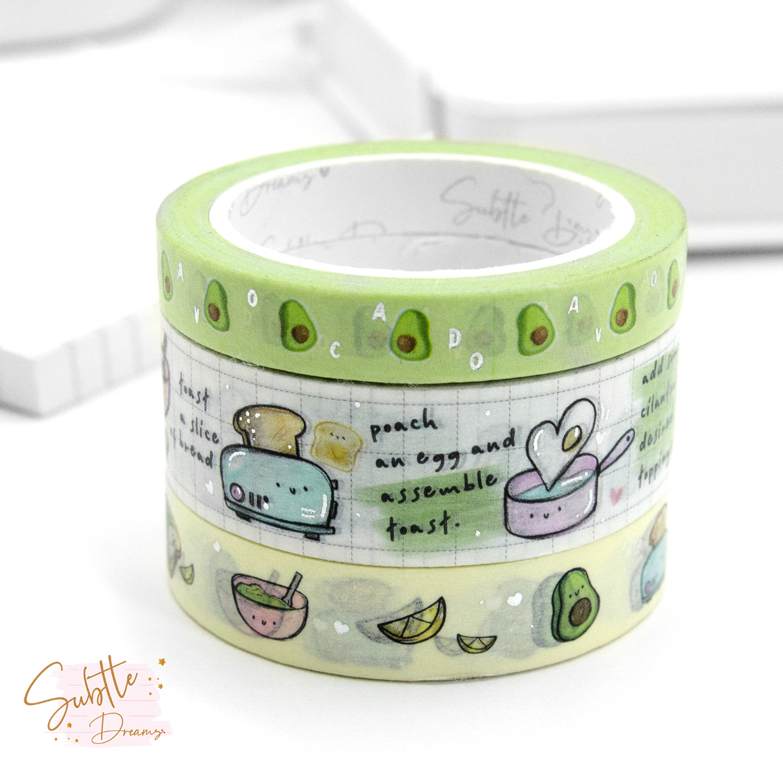 Avocado toast hand painted recipe washi