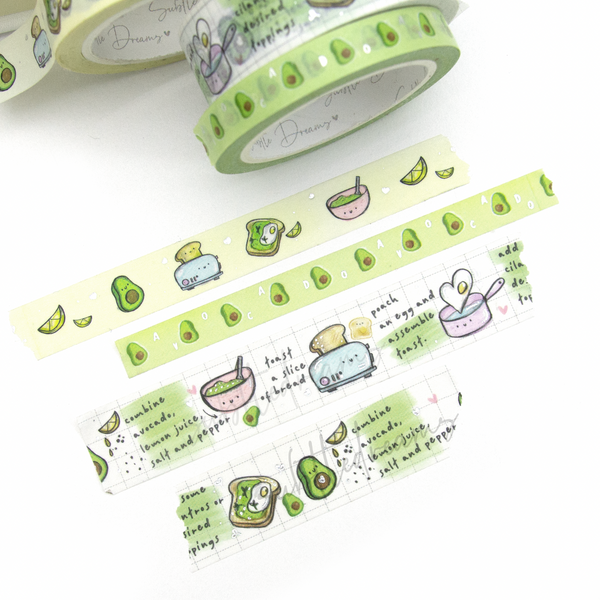 Avocado toast hand painted recipe washi