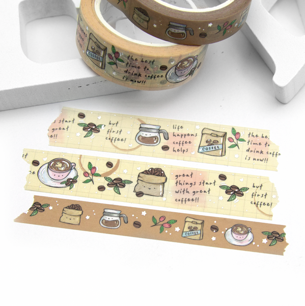 But first coffee- hand painted washi- LOW STOCK!