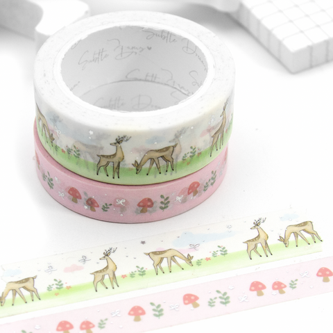 Oh! Deer, hand painted mushroom washi