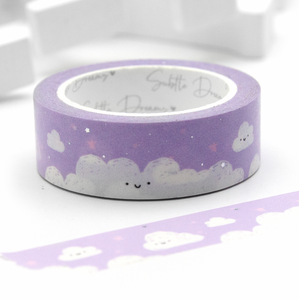 Purple marshmallows hand painted cloud washi