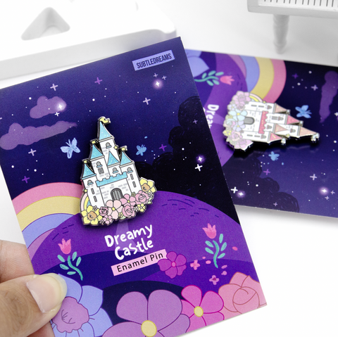 Dreamy castle glitter enamel pin