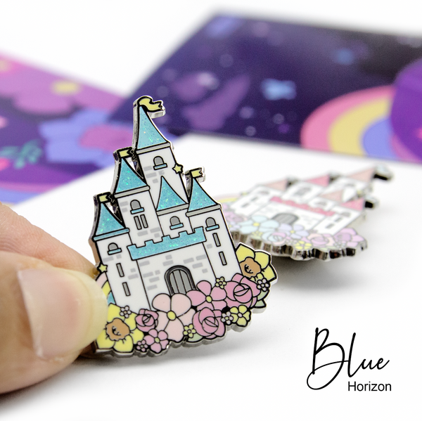 Dreamy castle glitter enamel pin