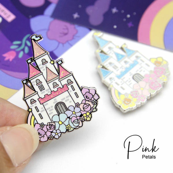 Dreamy castle glitter enamel pin